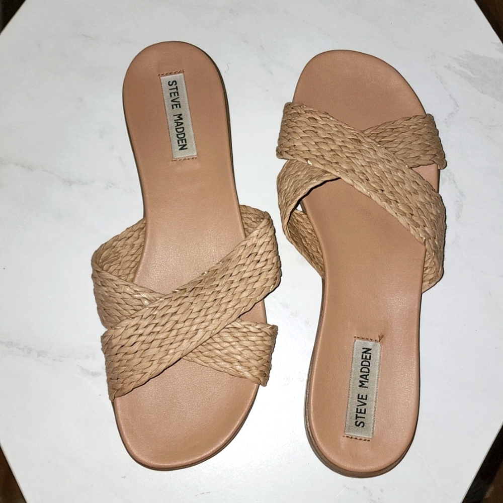 Steve Madden Straw Look Slides - 8.5 M